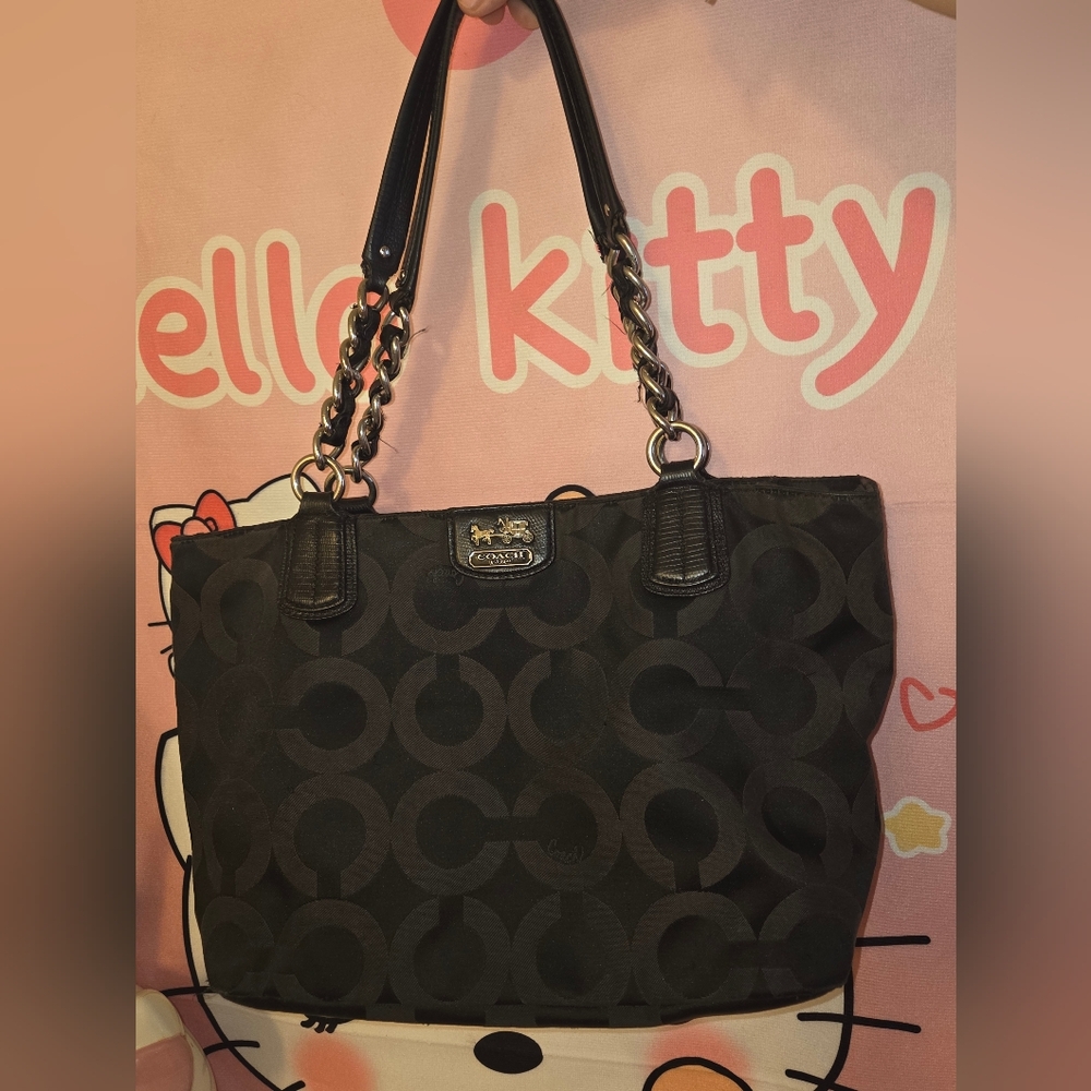 Coach Black Signature Tote Bag